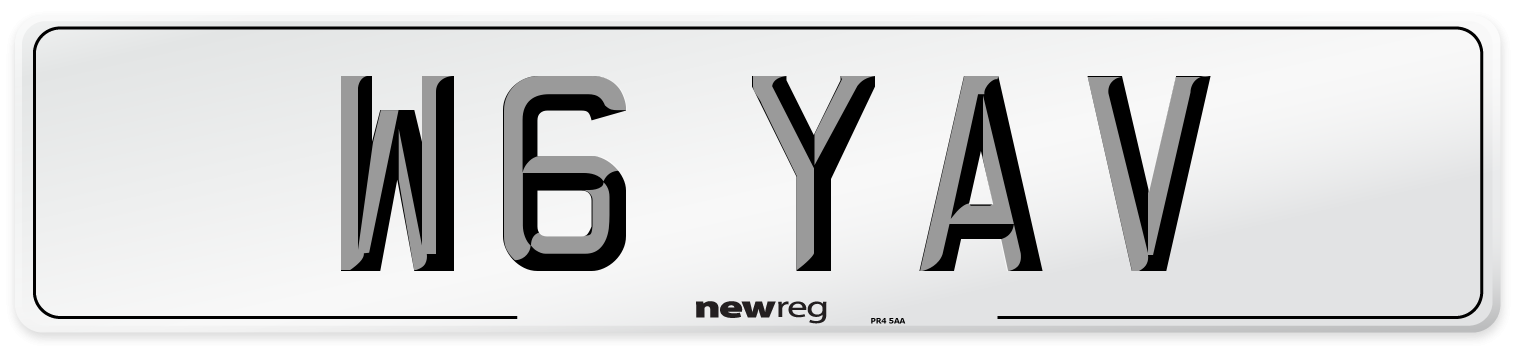 W6 YAV Number Plate from New Reg
